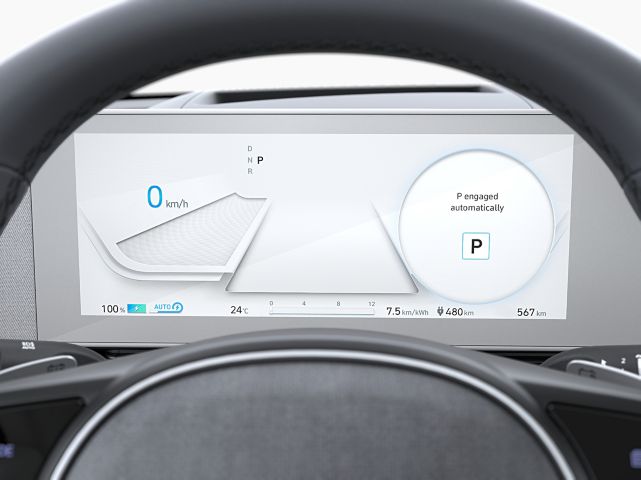 Plně digitální 12,25“ přístrojový panel v elektromobilu Hyundai IONIQ 5.