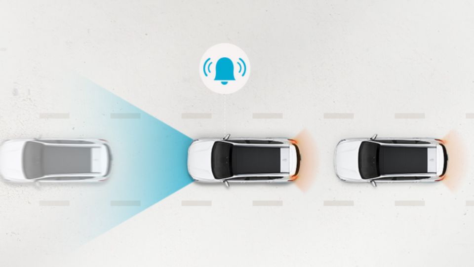 Upozornění na rozjezd vozidla vpředu (LVDA) nového modelu Hyundai KONA.
